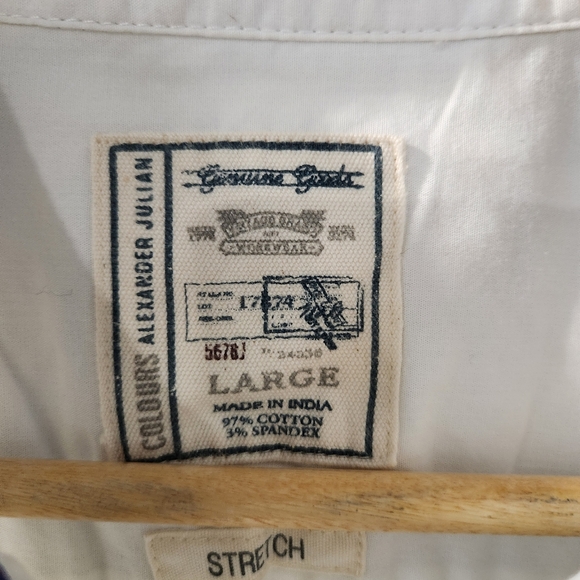 Alexander Julian Colours Men's Cotton Shirt Short Sleeve White Size L - Picture 14 of 14